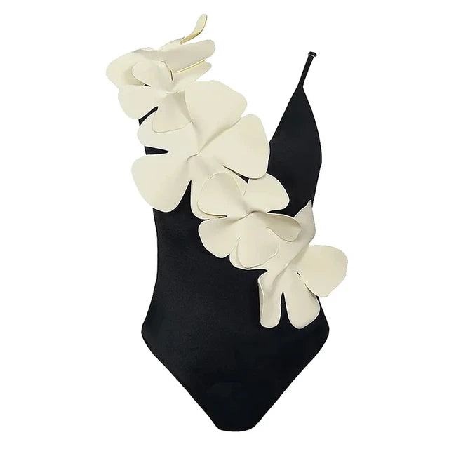 Sexy One Piece Swimsuit Solid 3D Flower Summer Women Swimwear Beachwear Luxury Monokini Bathing Suit tankini monokini
