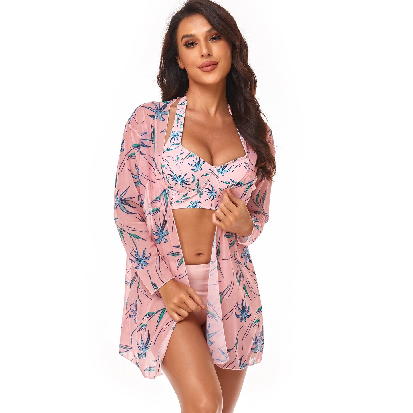 New Bikini Three Piece Beach Cover Up Hard Wrap Swimsuit Women's Three Piece Swimsuit