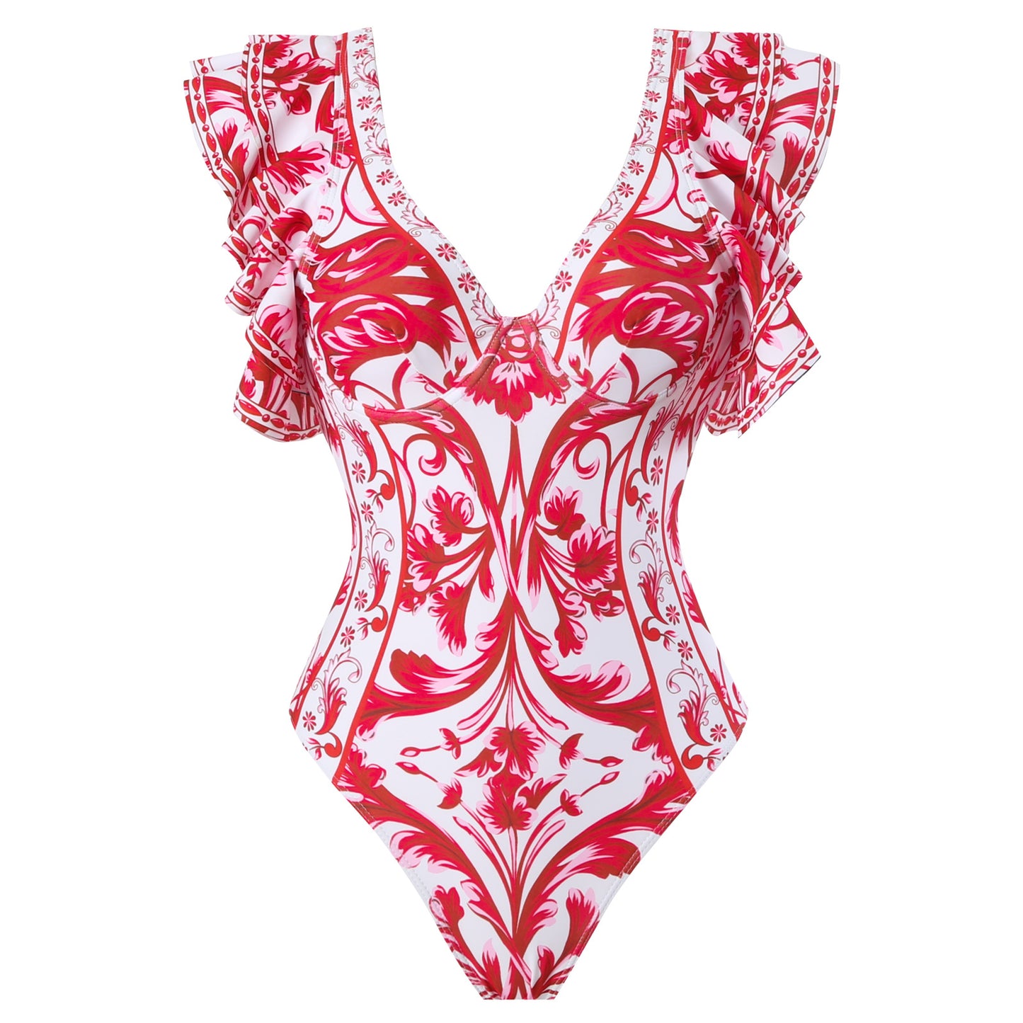 Women‘s Swimsuit and Skirt Sexy Red 3D Flower One Piece bikini set two pieces Swimwear Beachwear Bathing Suit Monokini