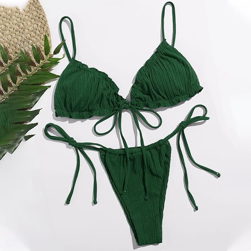 Para Praia Sexy Bikini Brazilian Swimsuit Women Bandage Swimwear Thong Bikini Set