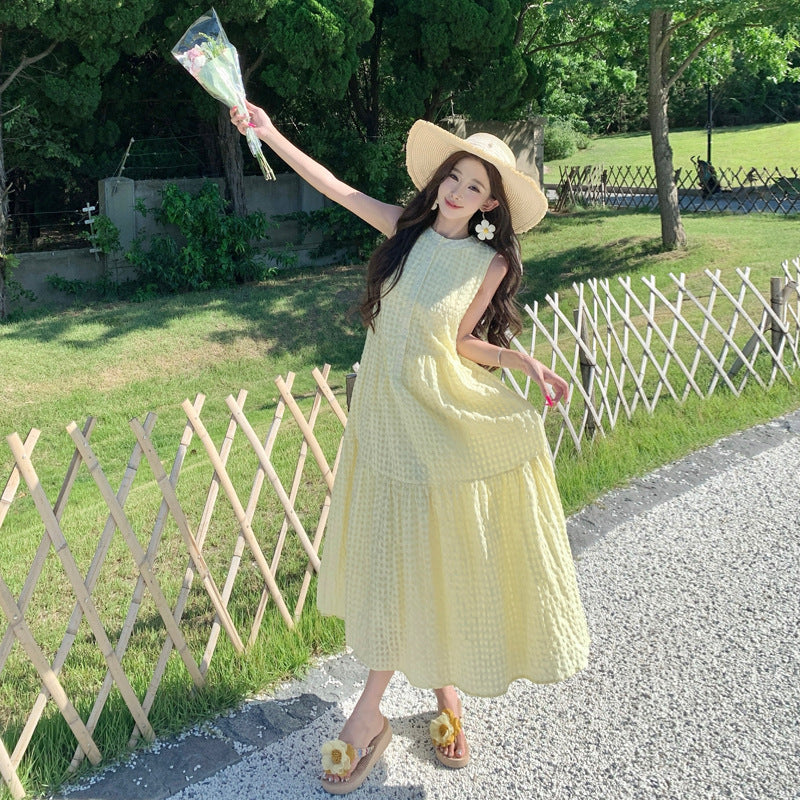 Yellow Atmosphere Beach Vacation Dress for Yunnan Tourism