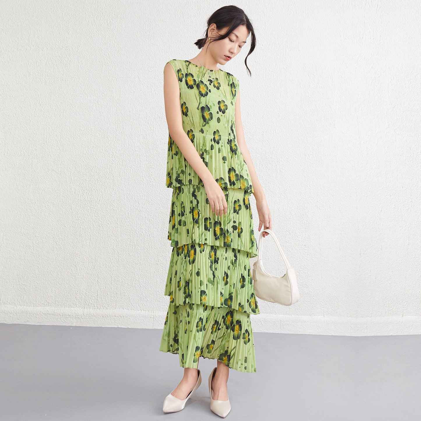 Floral long dress, women's beach dress