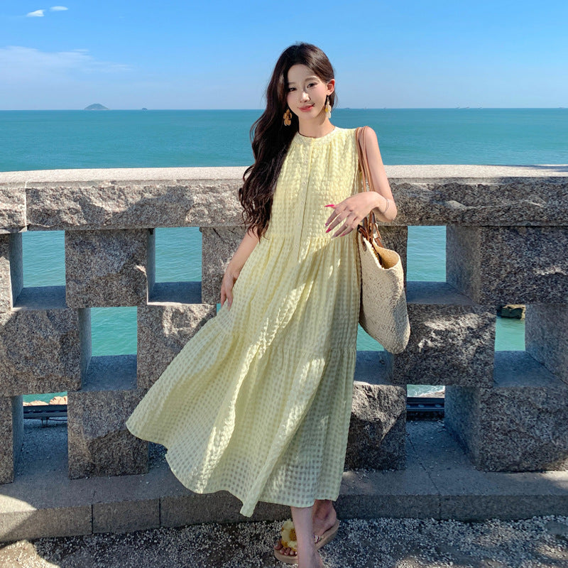 Yellow Atmosphere Beach Vacation Dress for Yunnan Tourism