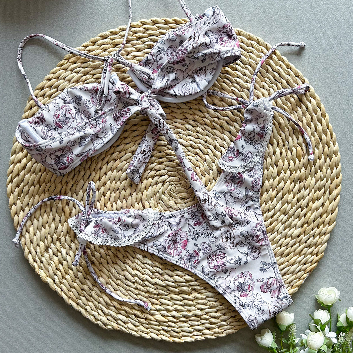 Bikini with Print and Lace, Two-Piece Women's Swimsuit