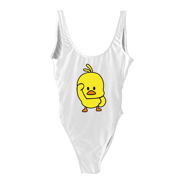 Arrival Yellow Duck Swimsuit One Piece Women Sexy Bodysuit Back Bathing Suit Monokini Beachwear Girls