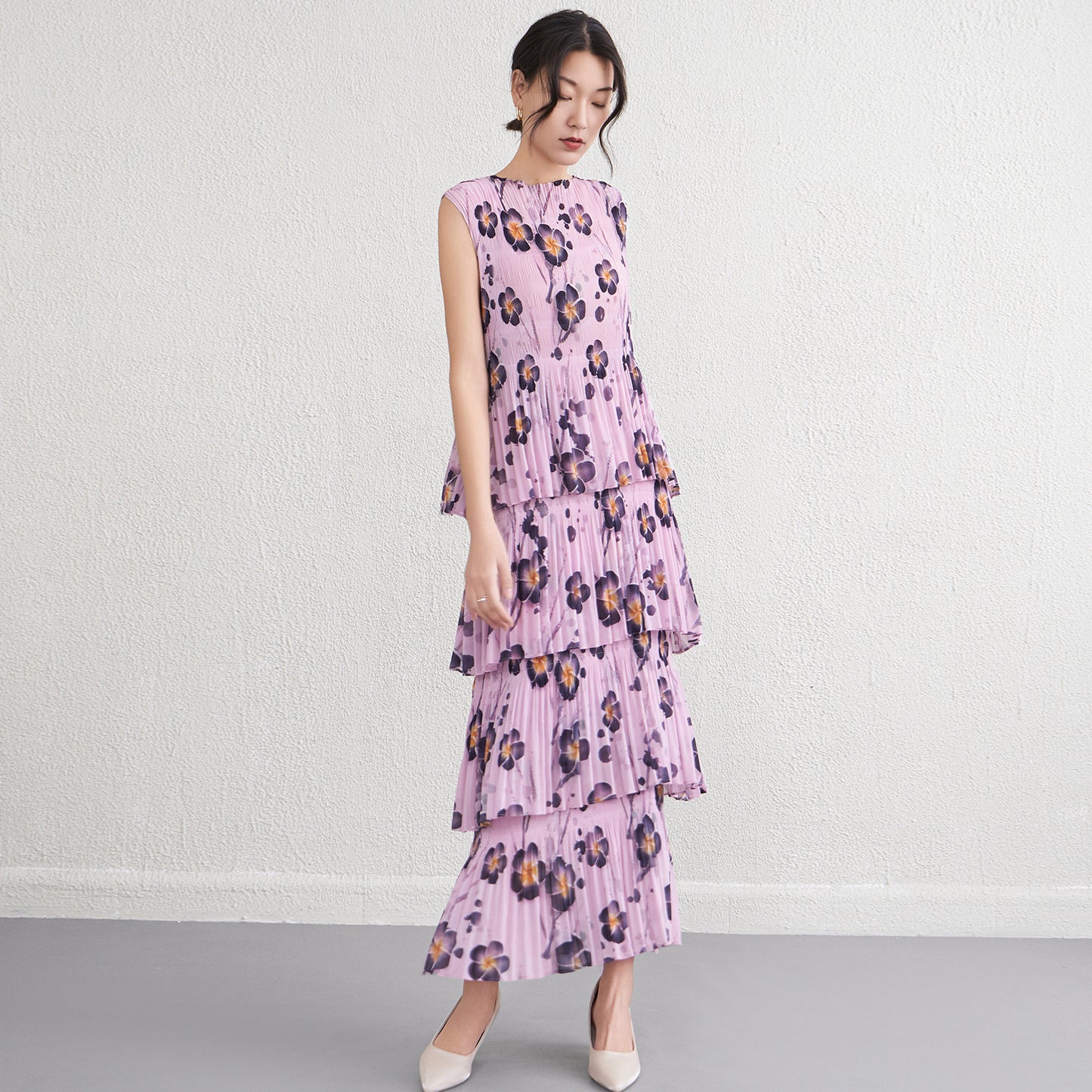 Floral long dress, women's beach dress