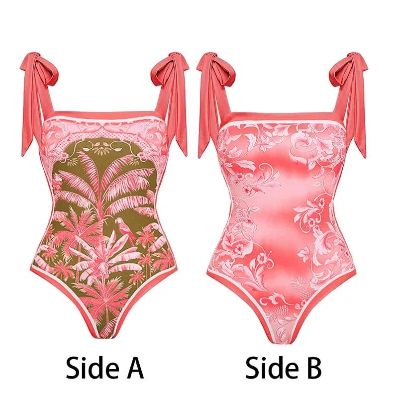 3D Flower New V Neck One Piece Swimsuit For Women Swimwear With Skirt Bathing Suit Monokini Beach Bodysuit Beach Wear