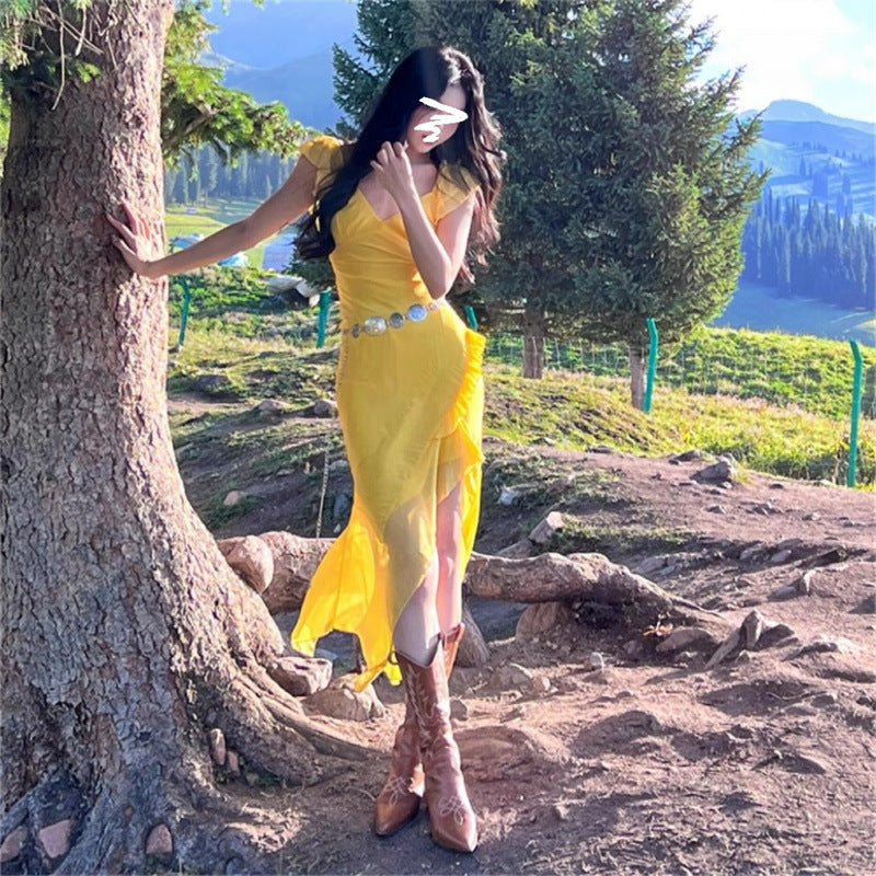 Yellow Dress for Summer Beach Photoshoot - Fashionable and Stunning