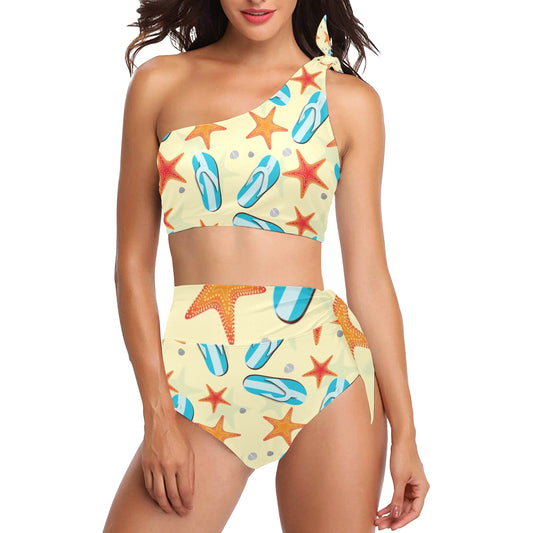 High Waisted One Shoulder Bikini Set (S16)