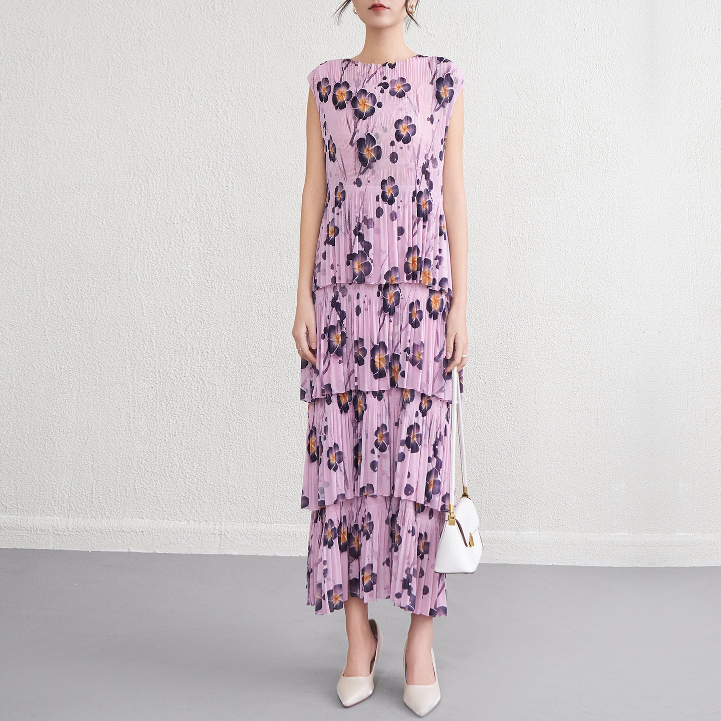 Floral long dress, women's beach dress