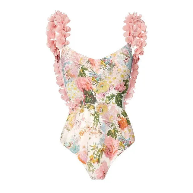 Print Bubble Band One-piece Swimsuit Conservative One-Piece Suits Women Beach Slim Bikini and Skirt Vintage Swimsuit
