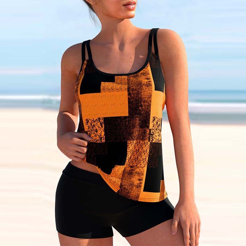 Split Size Swimsuit, Women's Tankini Slim, Belly Length, Leg Length, Conservative European and American Swimsuit