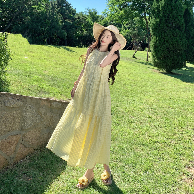 Yellow Atmosphere Beach Vacation Dress for Yunnan Tourism
