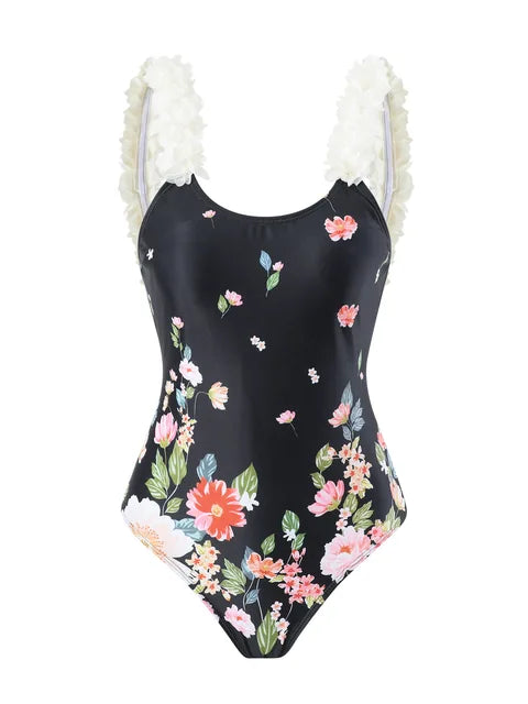 Print Bubble Band One-piece Swimsuit Conservative One-Piece Suits Women Beach Slim Bikini and Skirt Vintage Swimsuit