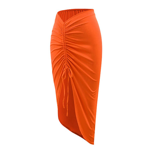 Orange Bowknot Decoration Solid Color One-piece Swimsuit Suit for Women Shoulder Strap Swimwear Cover Up Bikini Beach