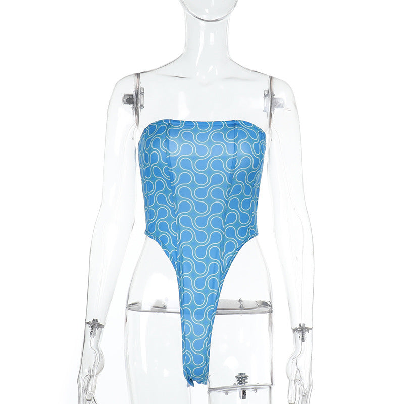 Printed versatile bikini jumpsuit top swimsuit