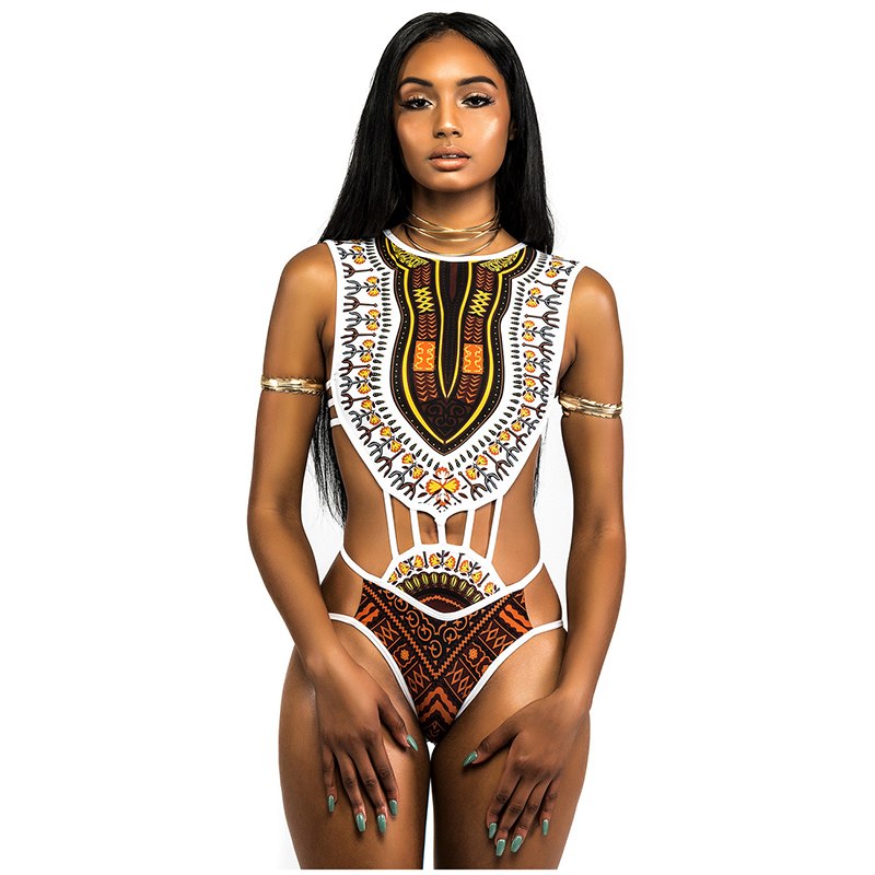 Hot Design Sexy Bandage Swimwear Digital Printing African Style Push Up Brazilian Bikini Beach Wear Swim Suit Bikinis