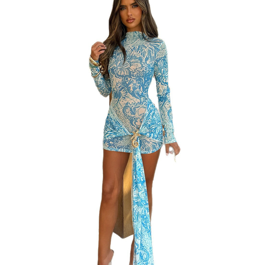 Women's Swimsuit Print Mesh Beach Dress