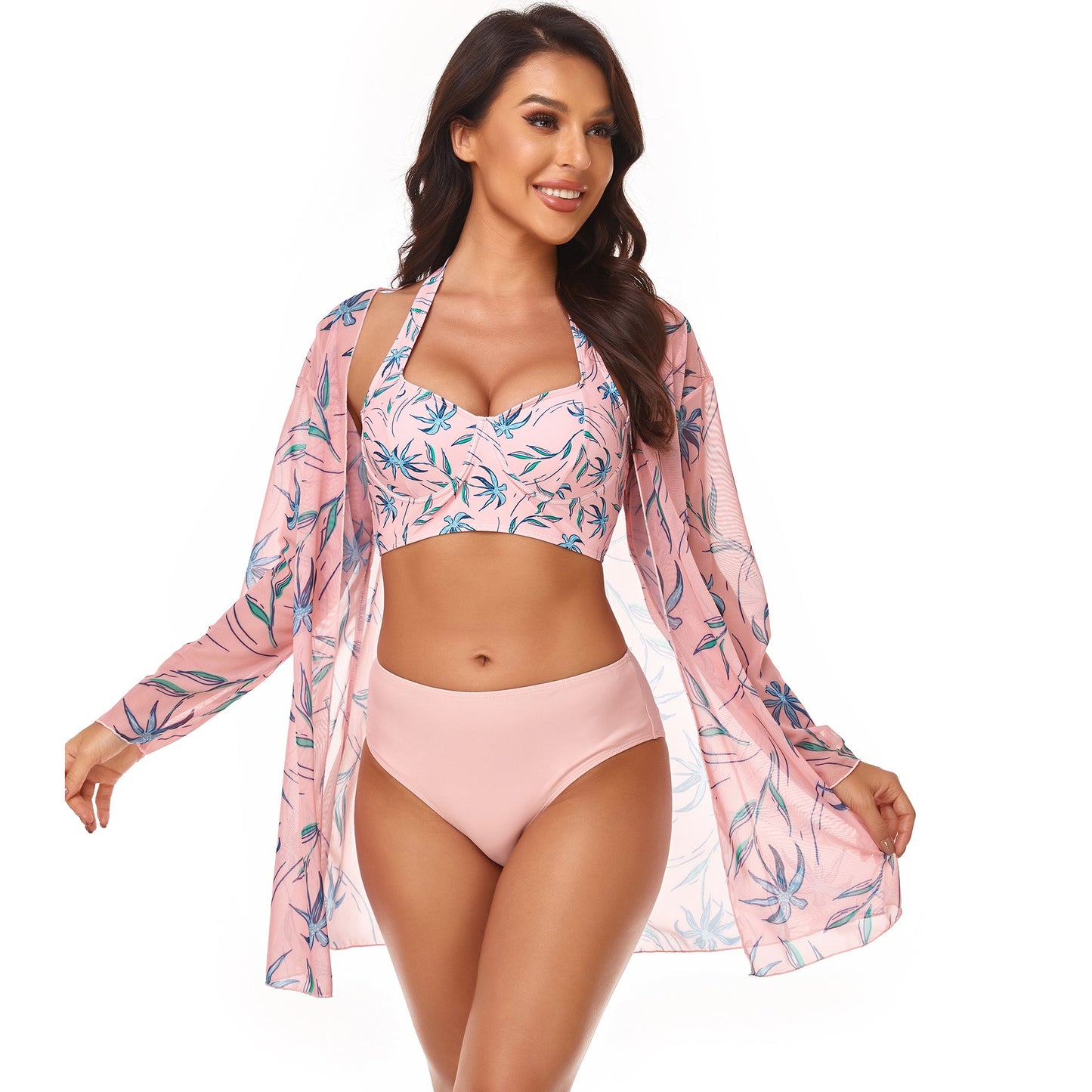 New Bikini Three Piece Beach Cover Up Hard Wrap Swimsuit Women's Three Piece Swimsuit