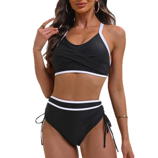 Adjustable String High Waist Sexy Two-Piece Bikini Swimsuit for Women