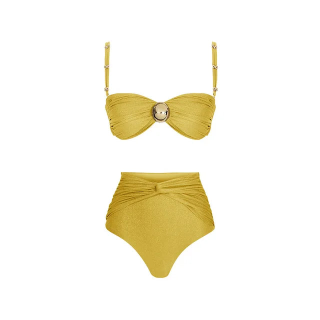 Split swimsuit women's high waisted bikini beach vacation bikini