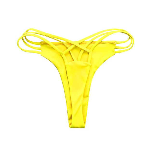 Women Sexy Bikini Bottom Swimsuit Solid Bikini Swimwear Cheeky Thong V Swim Trunks Summer Thong Bikini Shorts