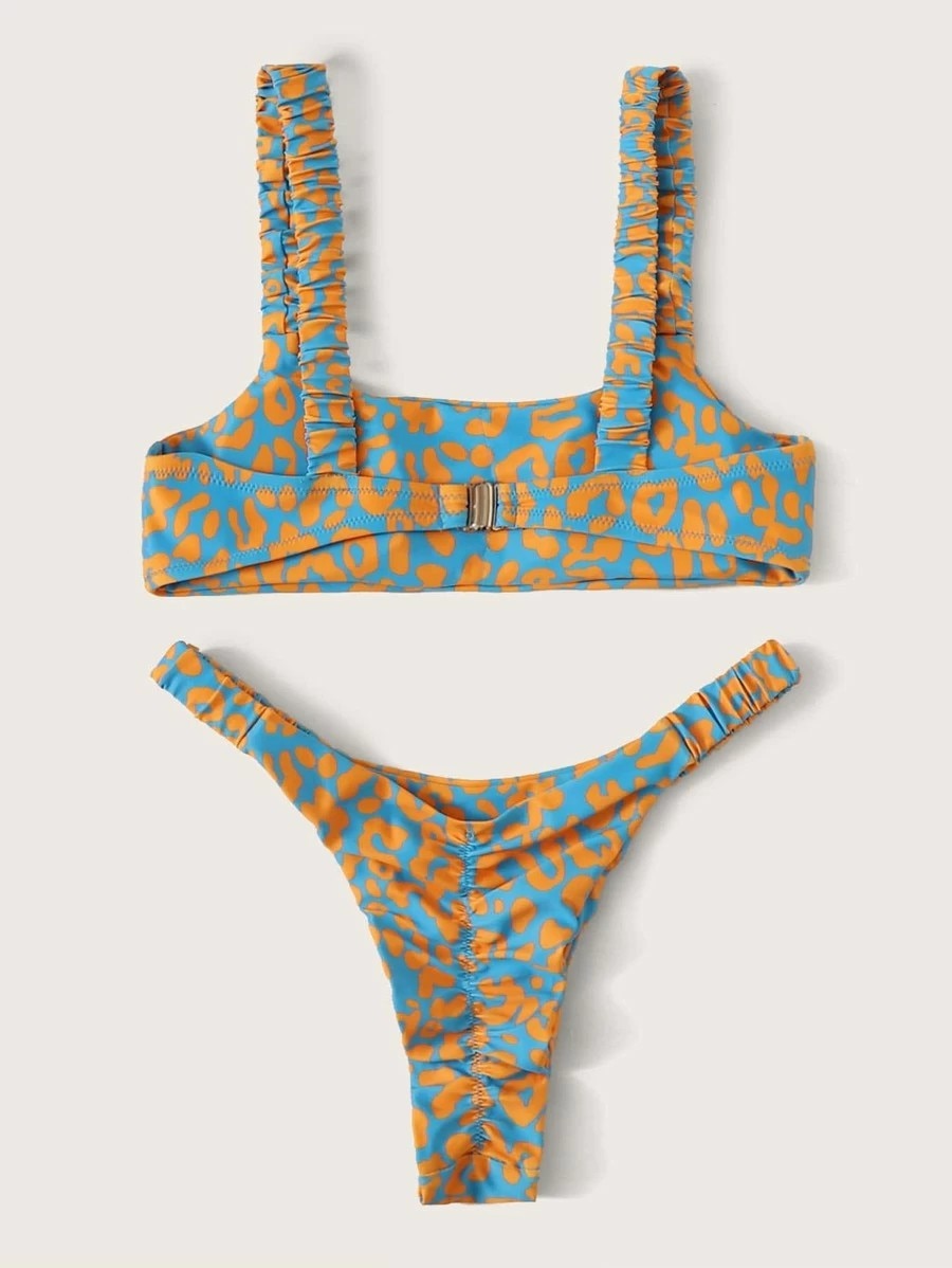 Sexy Micro Bikini Women Orange Leopard Push Up Padded Thong Swimsuit Female Cut Out Bathing Suit Swimwear Trajes De Bano