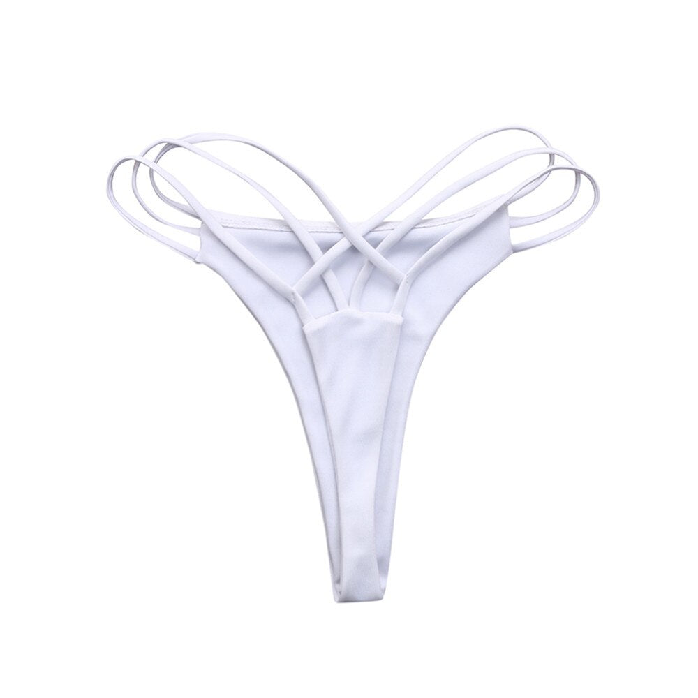 Women Sexy Bikini Bottom Swimsuit Solid Bikini Swimwear Cheeky Thong V Swim Trunks Summer Thong Bikini Shorts