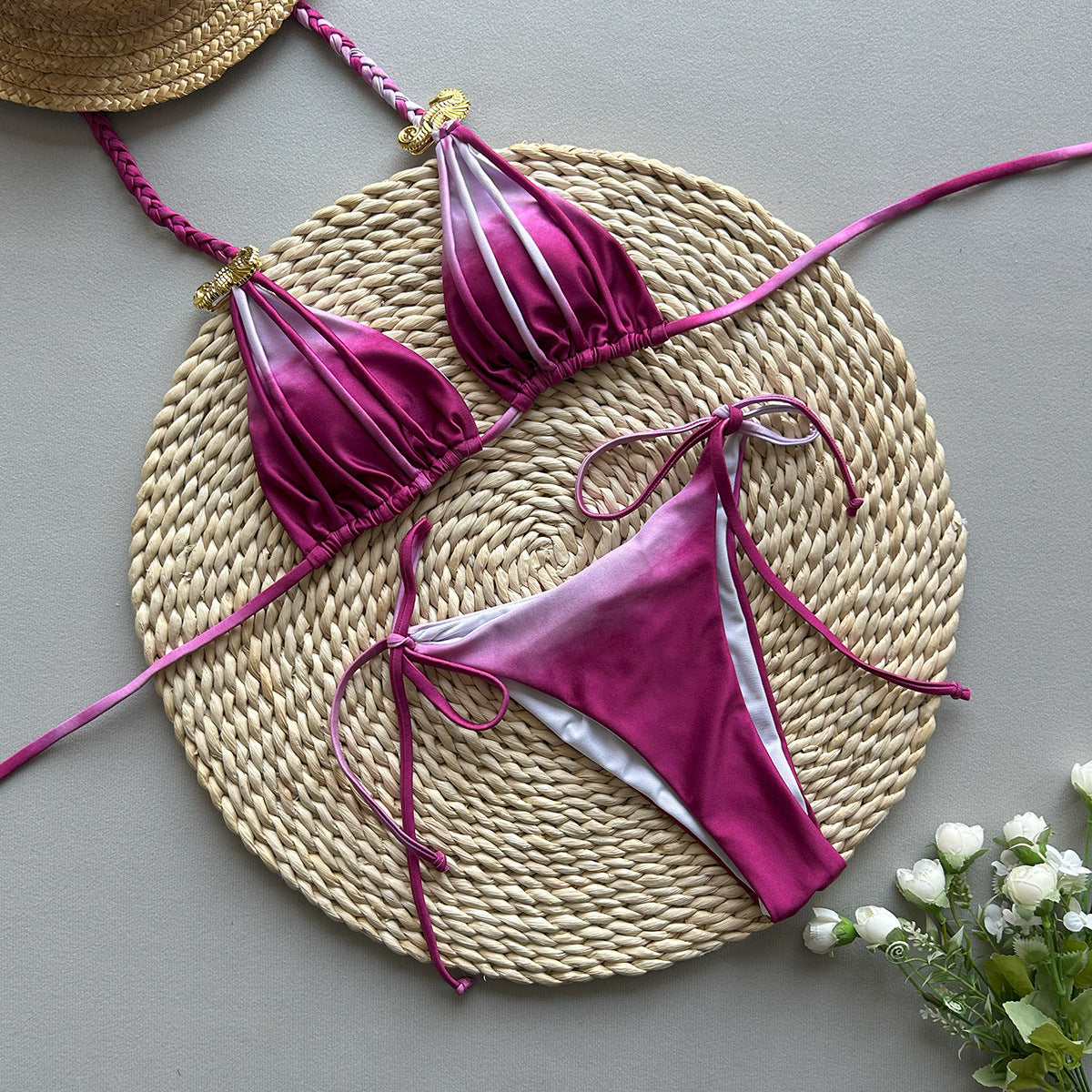 Bikini with Tie-Dye Design for Women's Swimsuit