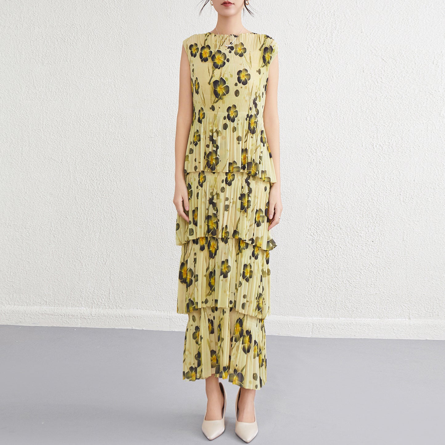 Floral long dress, women's beach dress