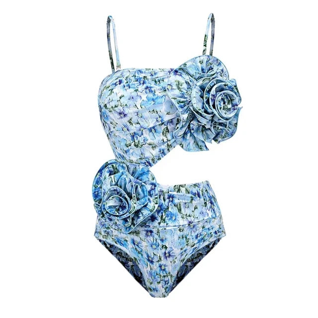 Sexy Flower One Piece Swimwear Trend Swimsuit Brazilian Biquini Luxury Woman Swimsuit Floral Bodysuit Bathing Suit Monokini