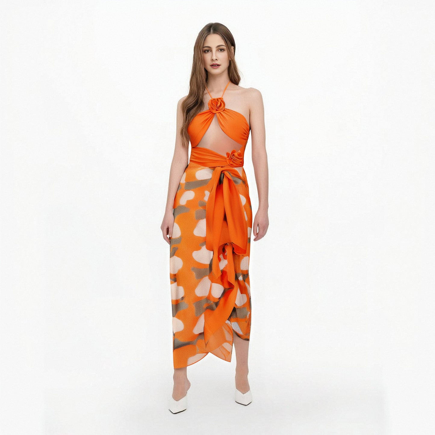 Conservative belly covering and slimming sexy skirt style new swimsuit women's chiffon beach skirt