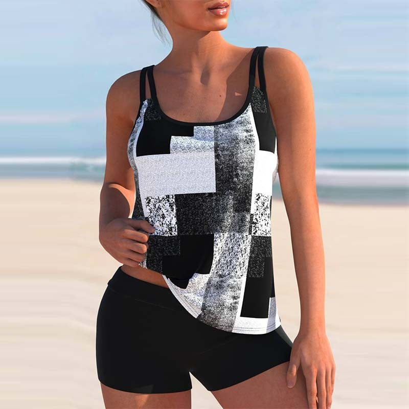Split Size Swimsuit, Women's Tankini Slim, Belly Length, Leg Length, Conservative European and American Swimsuit