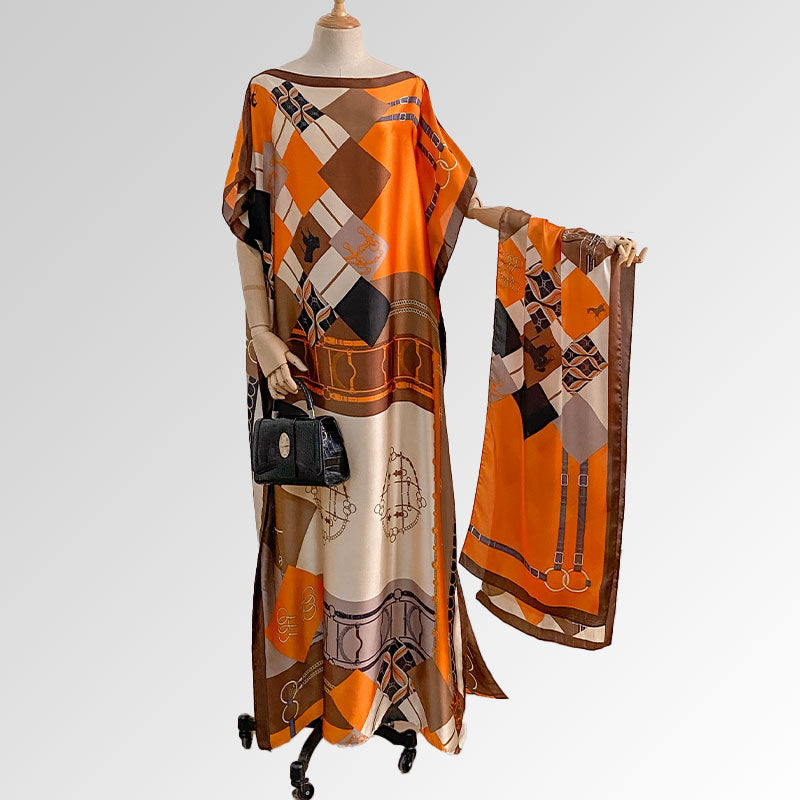 Beach vacation simulation silk scarf cover up brocade sun protection clothing women's shawl