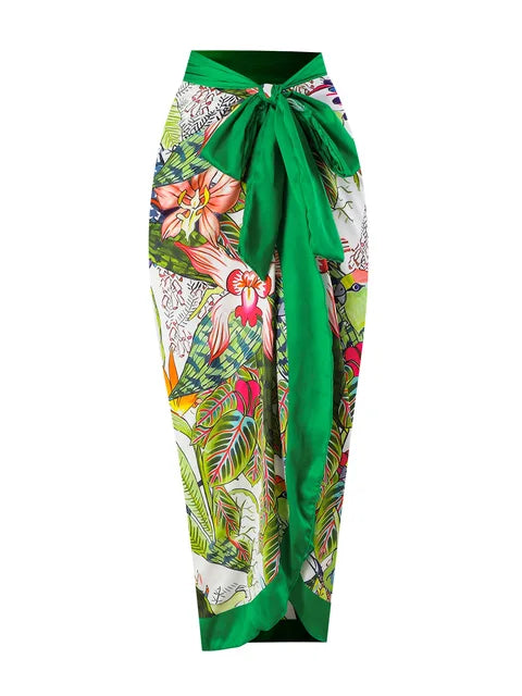 Print Bubble Band One-piece Swimsuit Conservative One-Piece Suits Women Beach Slim Bikini and Skirt Vintage Swimsuit