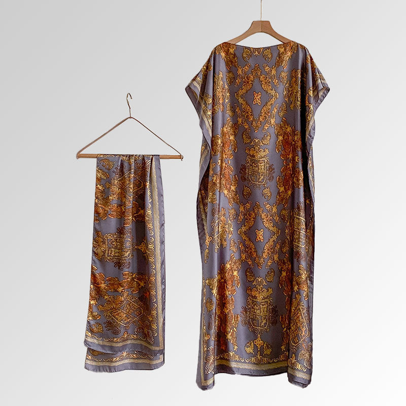 Beach vacation simulation silk scarf cover up brocade sun protection clothing women's shawl