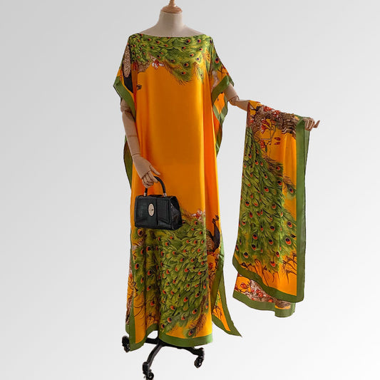 Beach vacation simulation silk scarf cover up brocade sun protection clothing women's shawl