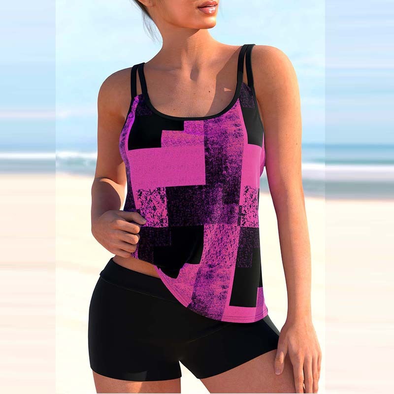 Split Size Swimsuit, Women's Tankini Slim, Belly Length, Leg Length, Conservative European and American Swimsuit