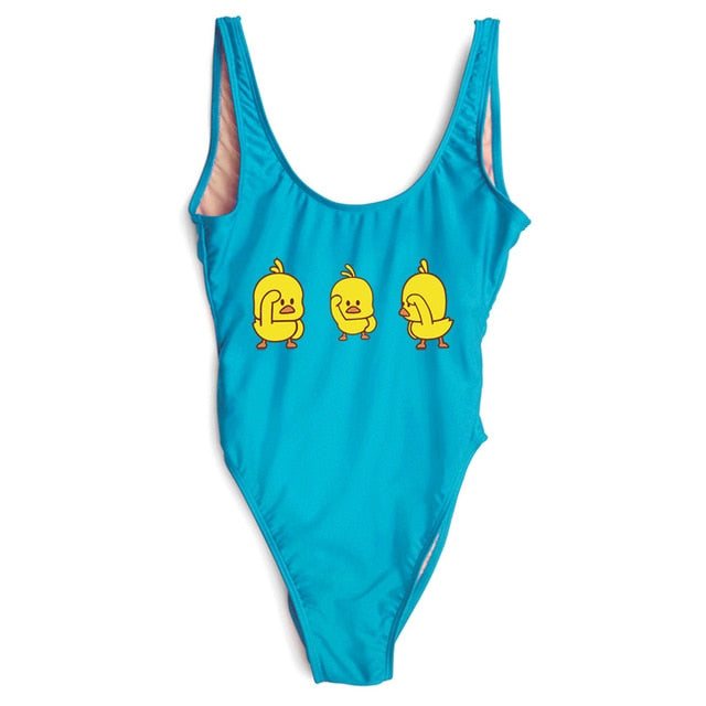 Arrival Yellow Duck Swimsuit One Piece Women Sexy Bodysuit Back Bathing Suit Monokini Beachwear Girls