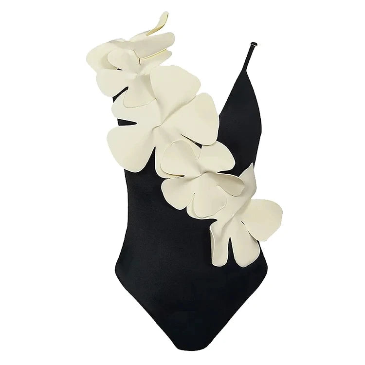 Sexy One Piece Swimsuit Solid 3D Flower Summer Women Swimwear Beachwear Luxury Monokini Bathing Suit tankini monokini
