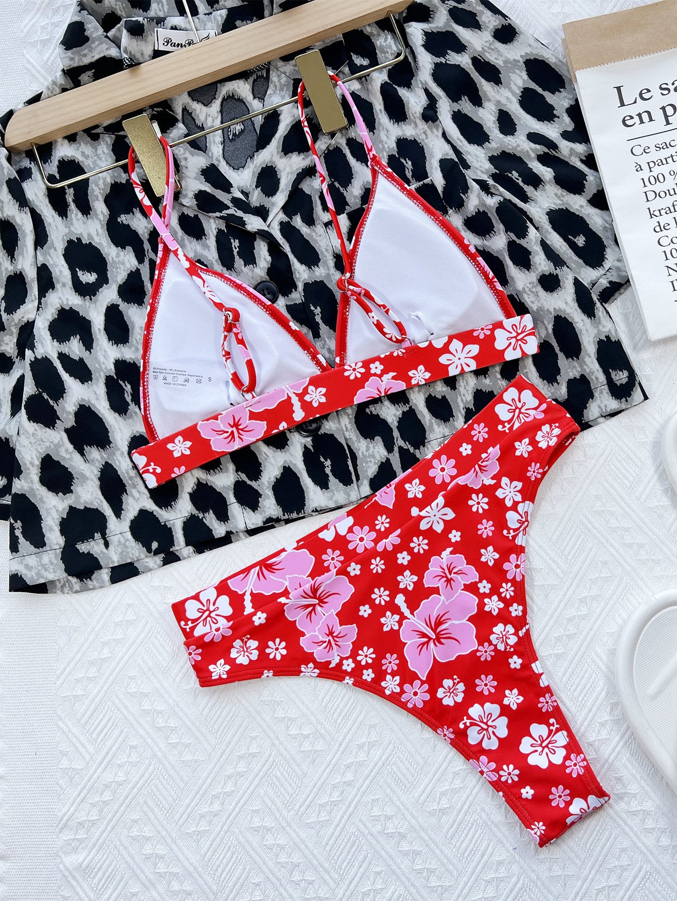 Bikini Ladies Sexy Split Swimsuit Small Floral High Waist Bikini