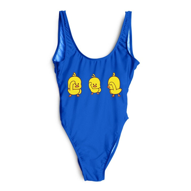 Arrival Yellow Duck Swimsuit One Piece Women Sexy Bodysuit Back Bathing Suit Monokini Beachwear Girls