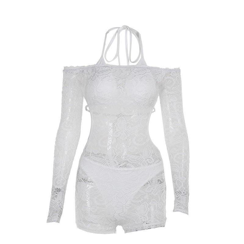 Sexy and translucent lace bikini jumpsuit for women