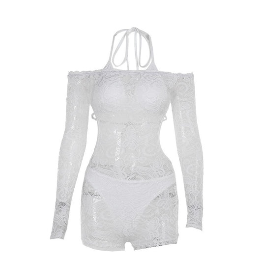 Sexy and translucent lace bikini jumpsuit for women