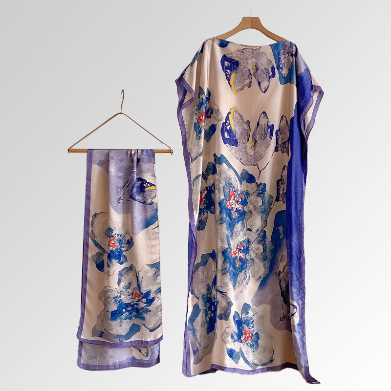 Beach vacation simulation silk scarf cover up brocade sun protection clothing women's shawl