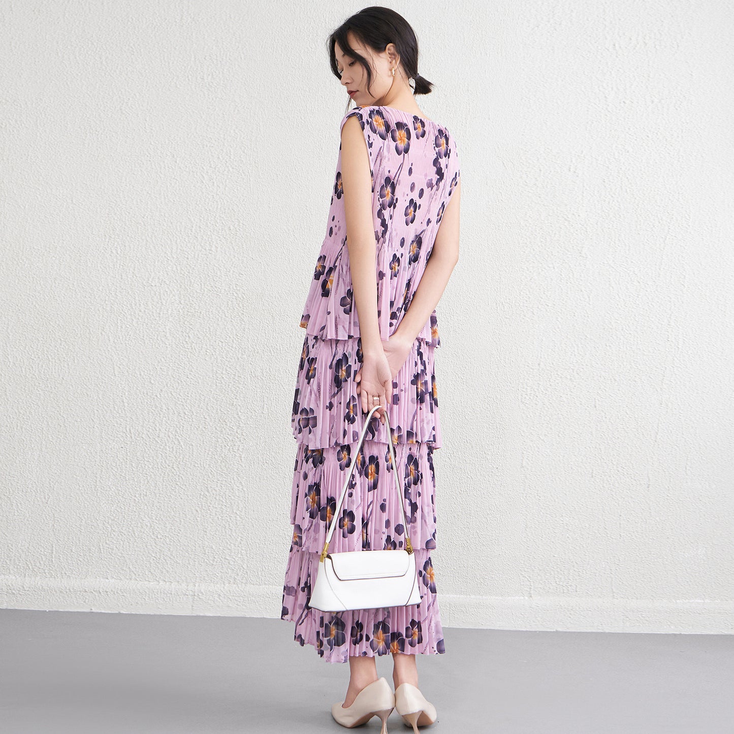 Floral long dress, women's beach dress