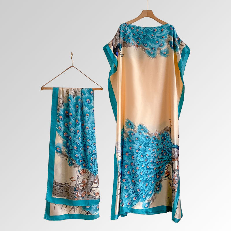 Beach vacation simulation silk scarf cover up brocade sun protection clothing women's shawl