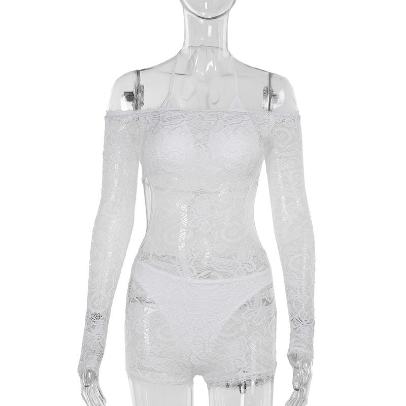 Sexy and translucent lace bikini jumpsuit for women