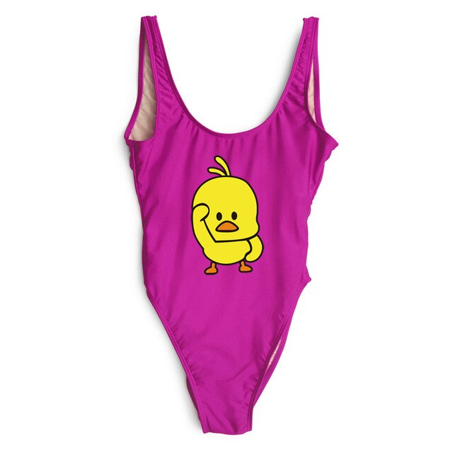 Arrival Yellow Duck Swimsuit One Piece Women Sexy Bodysuit Back Bathing Suit Monokini Beachwear Girls