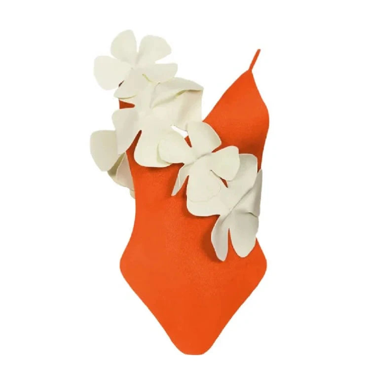 Sexy One Piece Swimsuit Solid 3D Flower Summer Women Swimwear Beachwear Luxury Monokini Bathing Suit tankini monokini